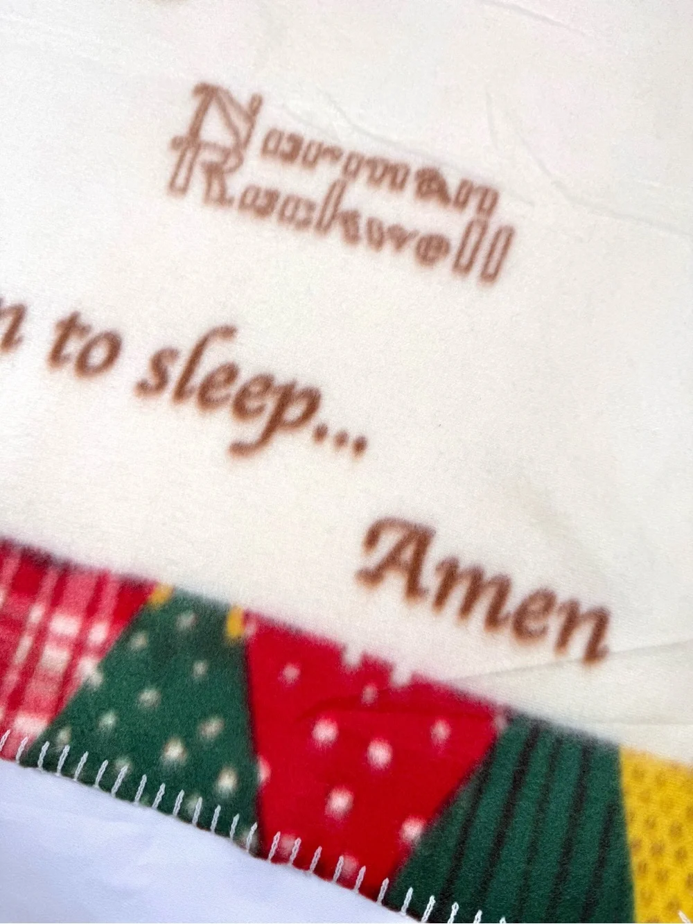 NWT VINTAGE NORMAN ROCKWELL Boys Town Fleece Throw Blanket Lay Me Down To Sleep
